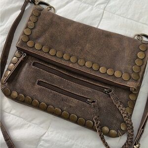 Latico NJ USA Brown Studded Crossbody Bag like New
